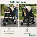 Detixy Haustier-Kinderwagen mit Regenschutz