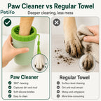 Comparison chart showing why the Petifo paw cleaner works better than a regular towel