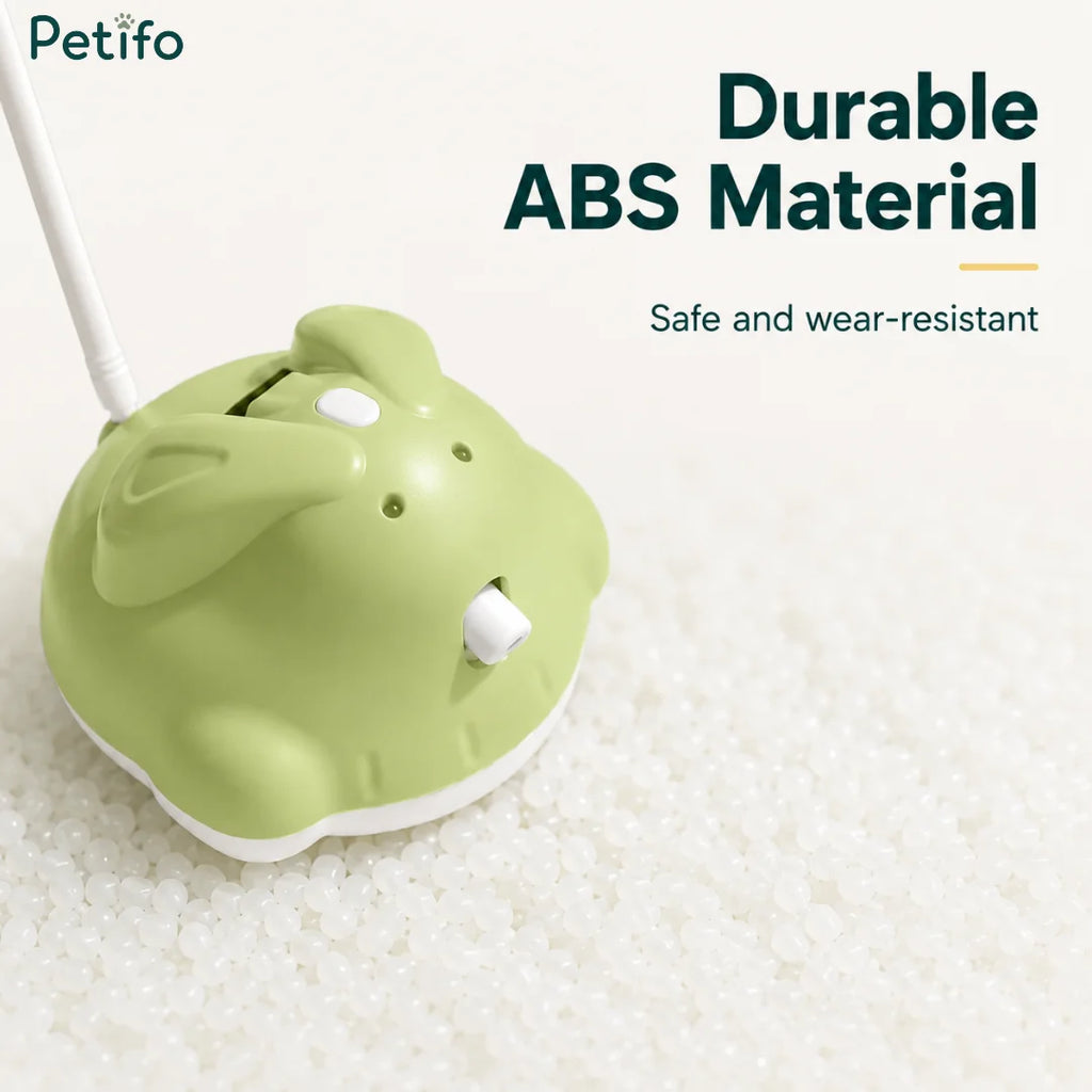 Green rabbit-shaped Petifo cat toy made of durable, safe, and wear-resistant ABS material