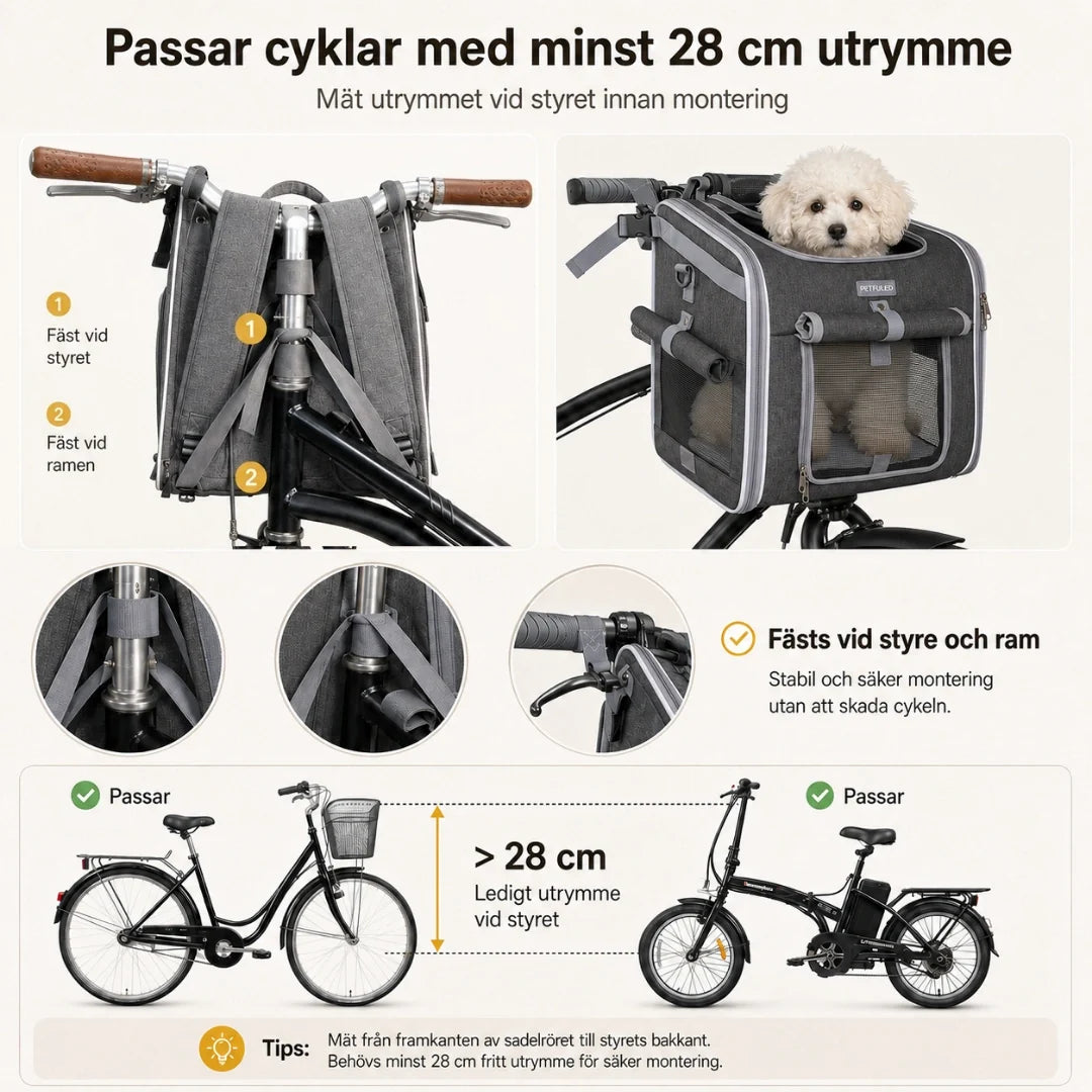 PetFuled Bike Bag fits bikes with at least 28cm of space - Petifo