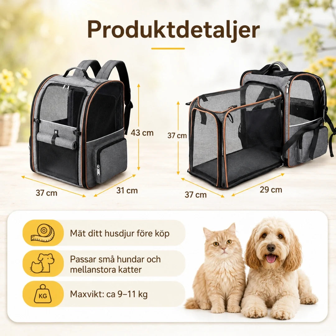 PetPacker Expandable Backpack details - Petifo