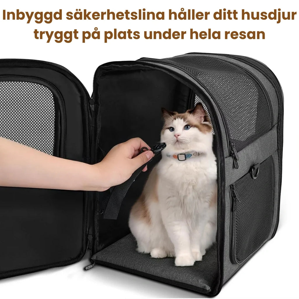 PetPacker Backpack Built-in safety tether keeps your pet secure throughout the journey - Petifo