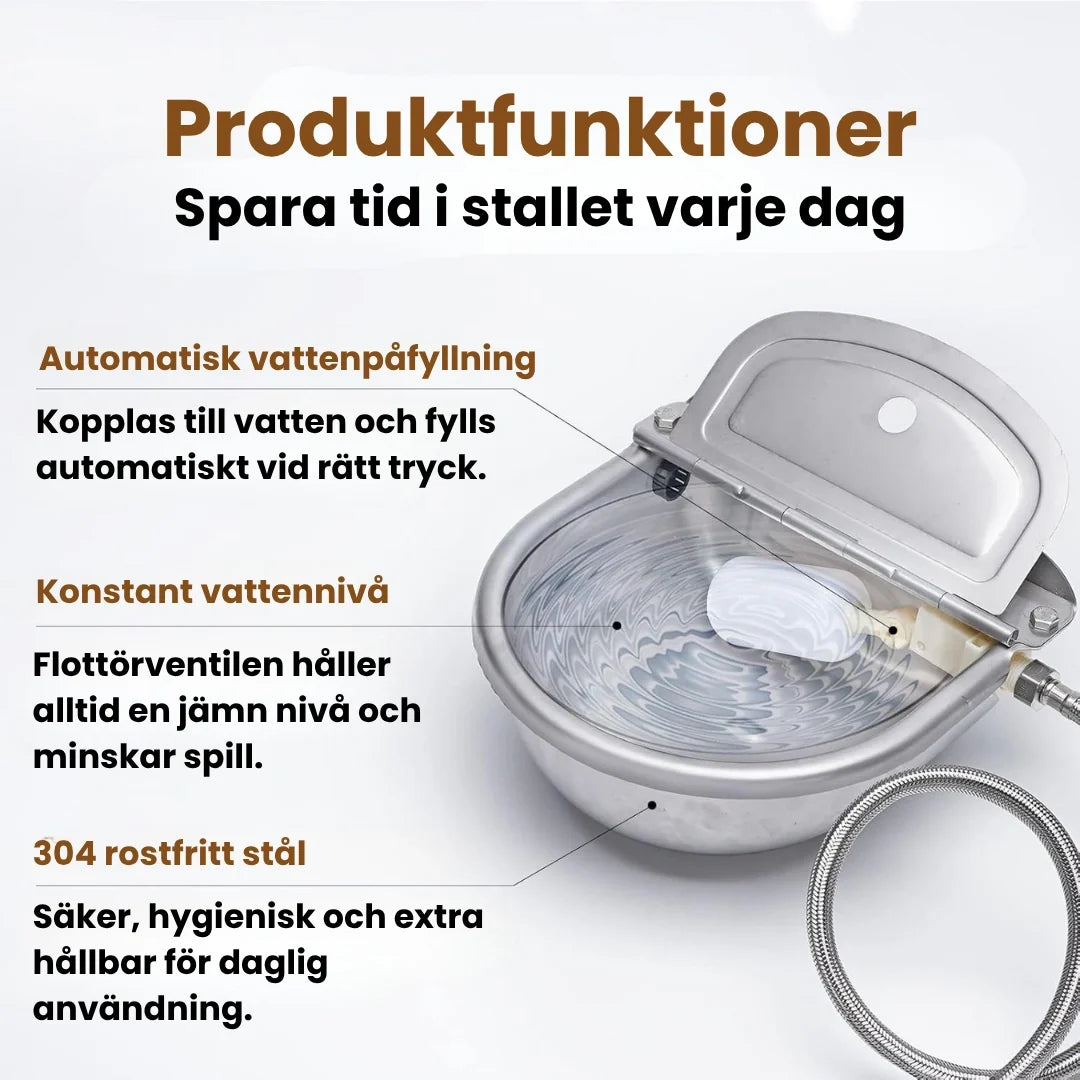 Product features Automatic Water Bowl for horses in stainless steel - Petifo