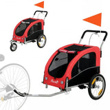 PawHut 2-in-1-Fahrradanhänger und -buggy für Hunde