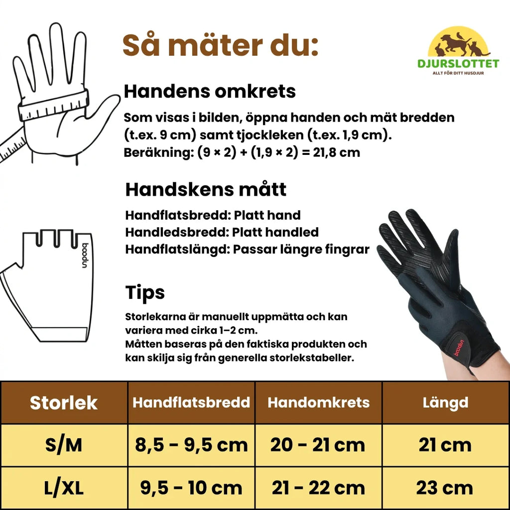 Size of Boodun Riding Gloves horse - Petifo