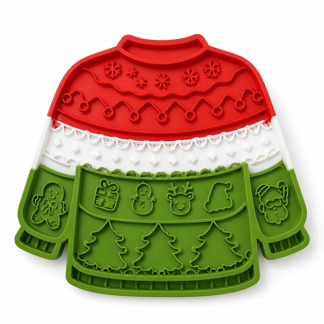 MerryLick Weihnachts-Schleckmatte als sauberes Produktfoto auf weißem Hintergrund – Petifo