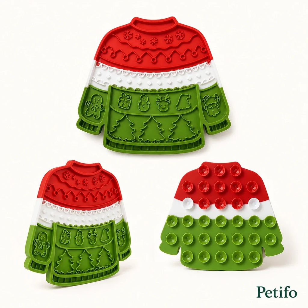 MerryLick Weihnachts-Schleckmatte von vorn und Rückseite mit Saugnäpfen – Petifo