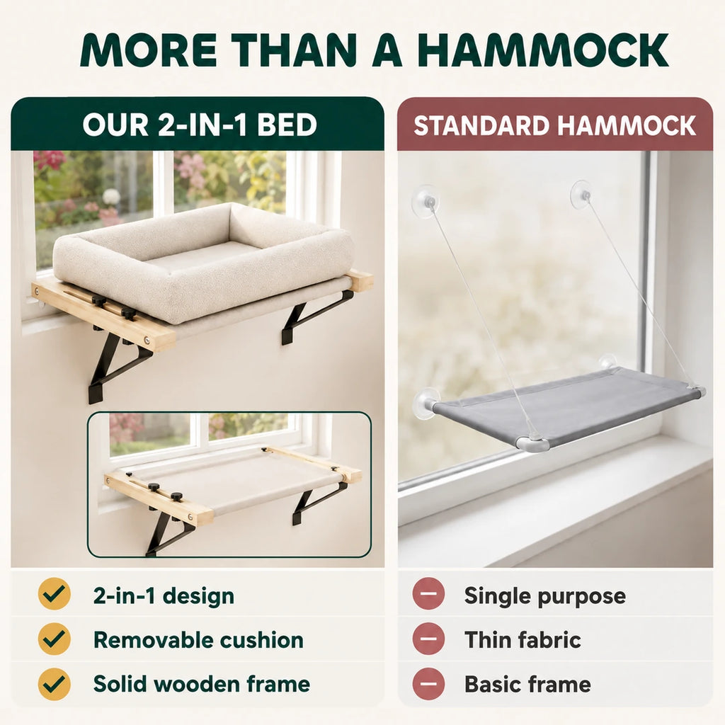 Comparison of the PawHut window bed and a standard cat hammock - Petifo