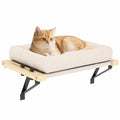 PawHut 2-in-1 cat window bed in cream and natural wood - Petifo