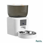 PawHut 4L camera feeder: White 4 L smart feeder with camera and empty steel bowl - Petifo