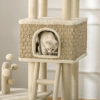 Enclosed cat house on the PawHut activity tree - Petifo