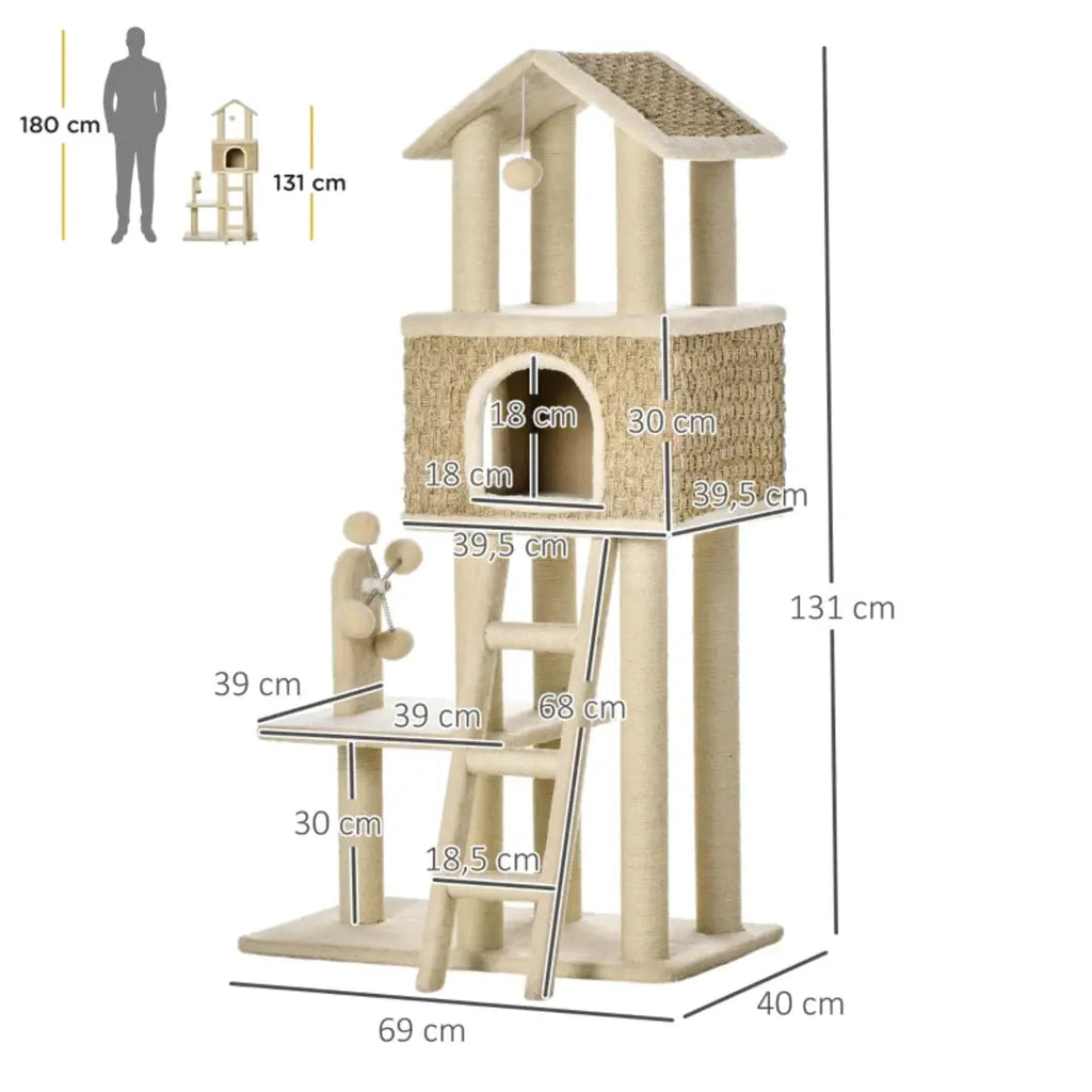 Dimensions of the PawHut cat tree with house and ladder - Petifo