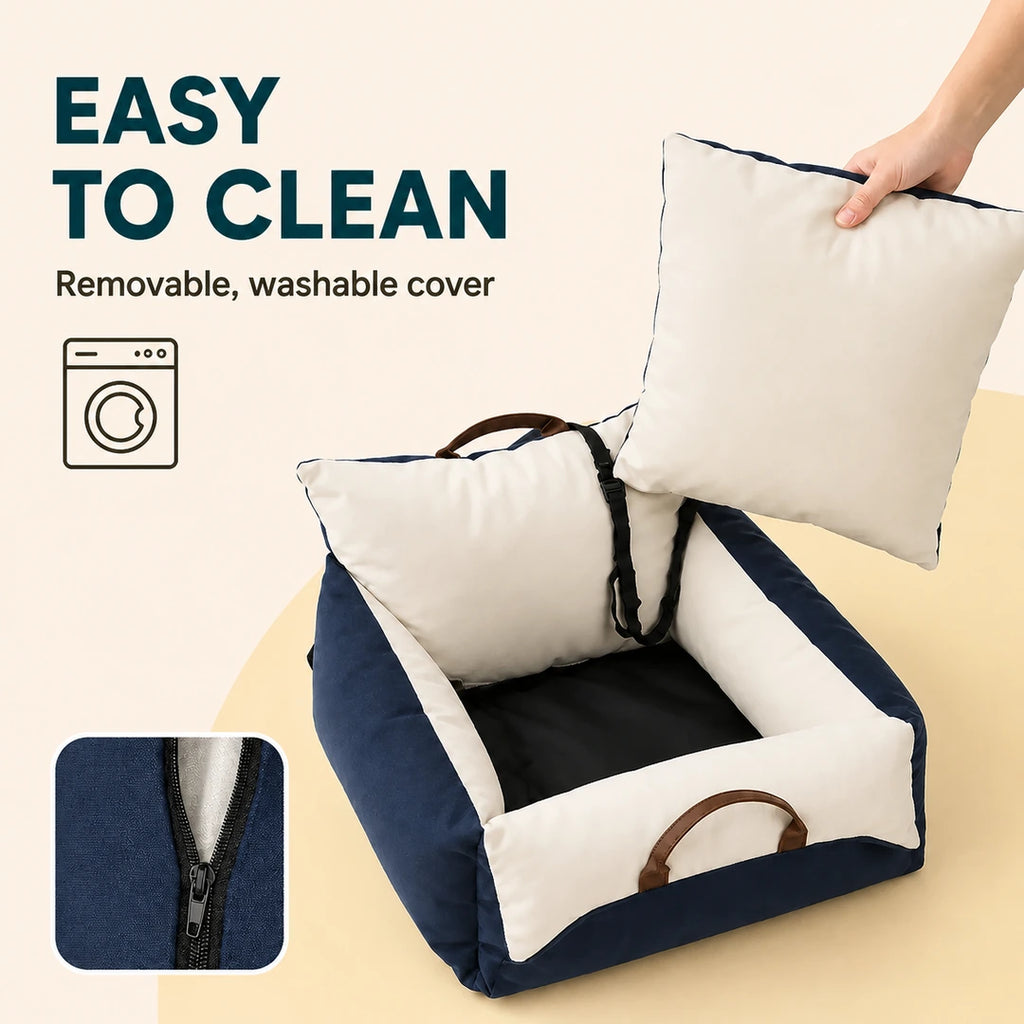 Removable washable cover on the PawHut dog car seat - Petifo