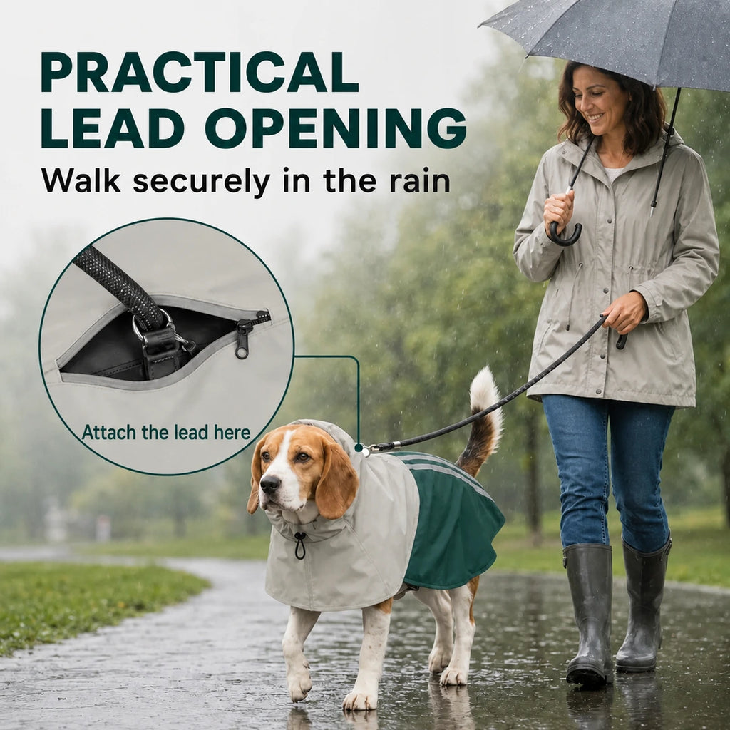 Lead opening on the PawHut dog raincoat with hood - Petifo